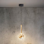 Schuller Essenza Single Pendant in Matt Black with Amber Glass Shade