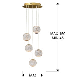 Schuller Austral 5 Light Pendant Light in Gold