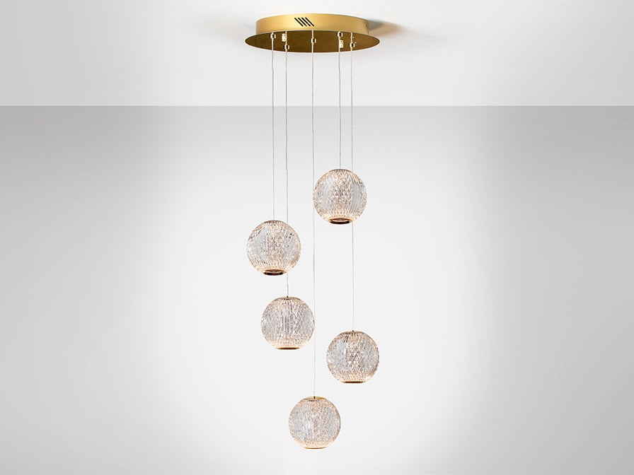 Schuller Austral 5 Light Pendant Light in Gold