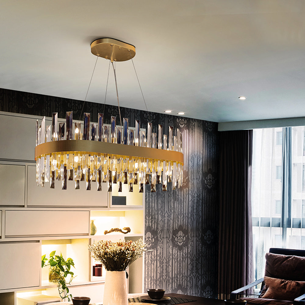 Schuller Grace Oval 20 Light Pendant Light in Gold