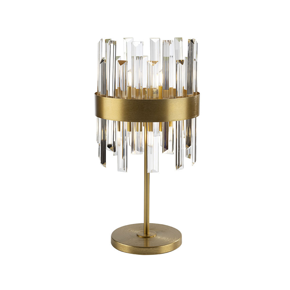 Schuller Grace 6 Light Table Lamp in Gold with Clear Glass Prisms