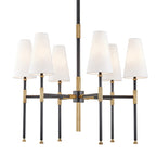 Hudson Valley Bowery 6 Light Chandelier in Aged Old Bronze with Off-White Shade