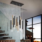 Schuller Varas 11 Light Pendant Light in Gold with Matt Black Opal Diffuser
