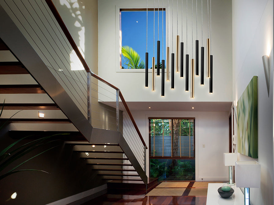 Schuller Varas 14 Light Pendant Light in Gold and Black 3 Metre Drop