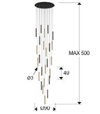Schuller Varas Large 25 Light Pendant Light in Gold and Black 5 Metre Drop