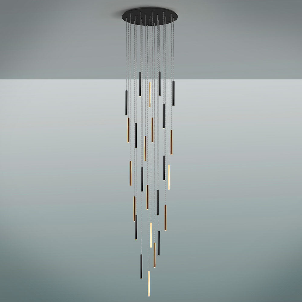 Schuller Varas Large 25 Light Pendant Light in Gold with Matt Black with Remote 5 Metre