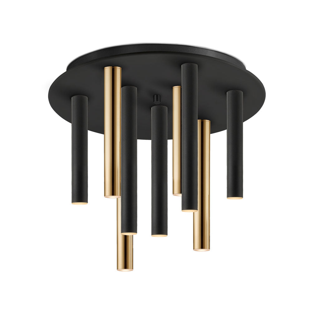 Schuller Varas 9 Light Round Pendant Light in Matt Black and Gold