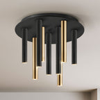 Schuller Varas 9 Light Round Pendant Light in Matt Black and Gold