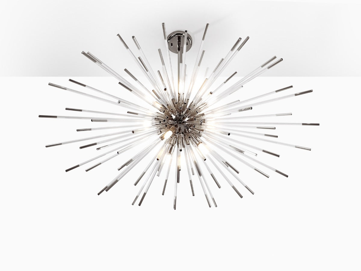 Schuller Evasion Single 9 Light Pendant Light in Dark Chrome with Remote Control