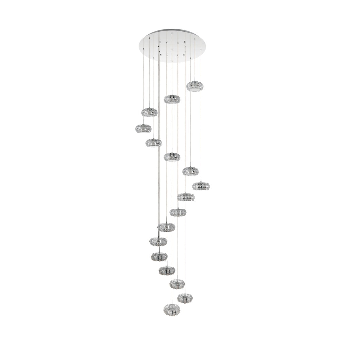 Eglo Stars of Light Corliano LED 17 Light Pendant Fitting Chrome with Crystal 39546