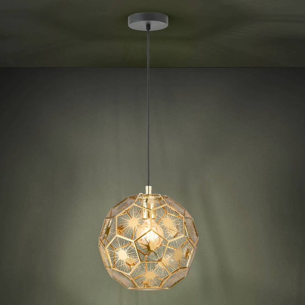 Eglo Skoura Pendant Ceiling Light Black Brass