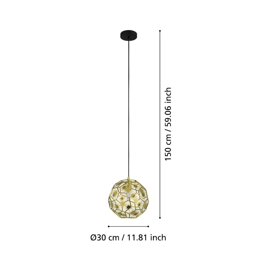 Eglo Skoura Pendant Ceiling Light Black Brass