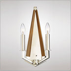 Diyas Hilton 2 Light Wall Light in Polished Nickel with Taupe Wood
