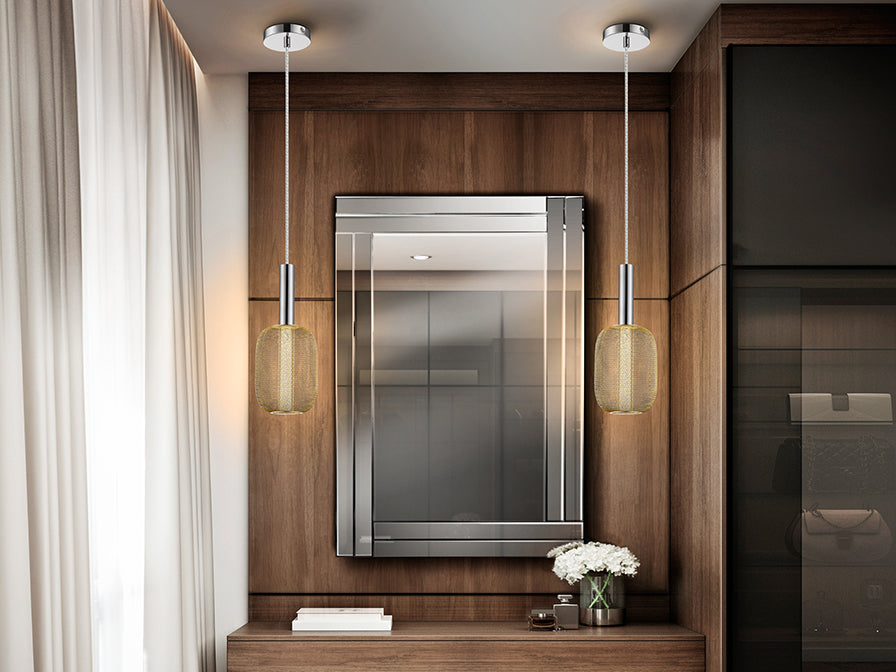 Schuller Micron Single Pendant Light in Chrome and Gold