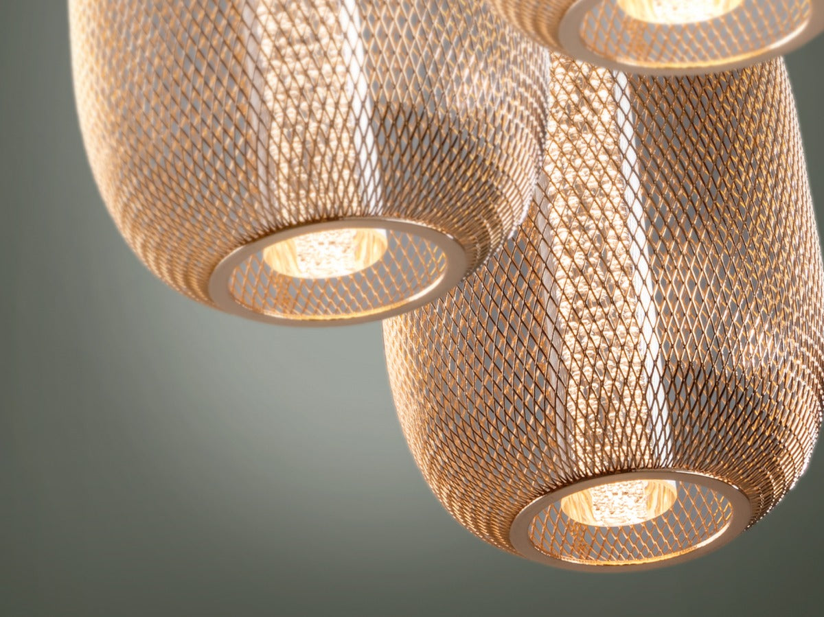Schuller Micron 3 Light Spiral Pendant Light in Chrome and Gold