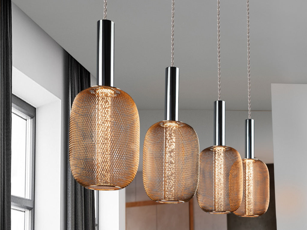 Schuller Micron 4 Light Bar Pendant Light in Chrome and Gold