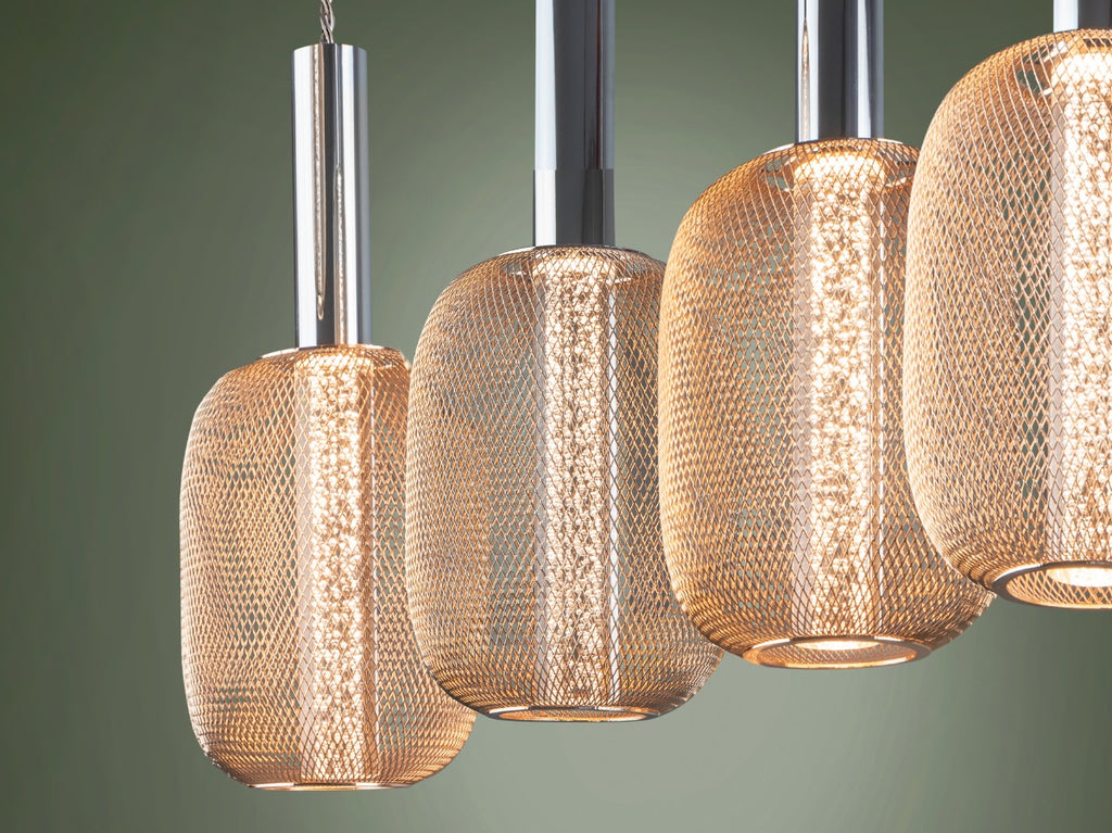 Schuller Micron 4 Light Bar Pendant Light in Chrome and Gold