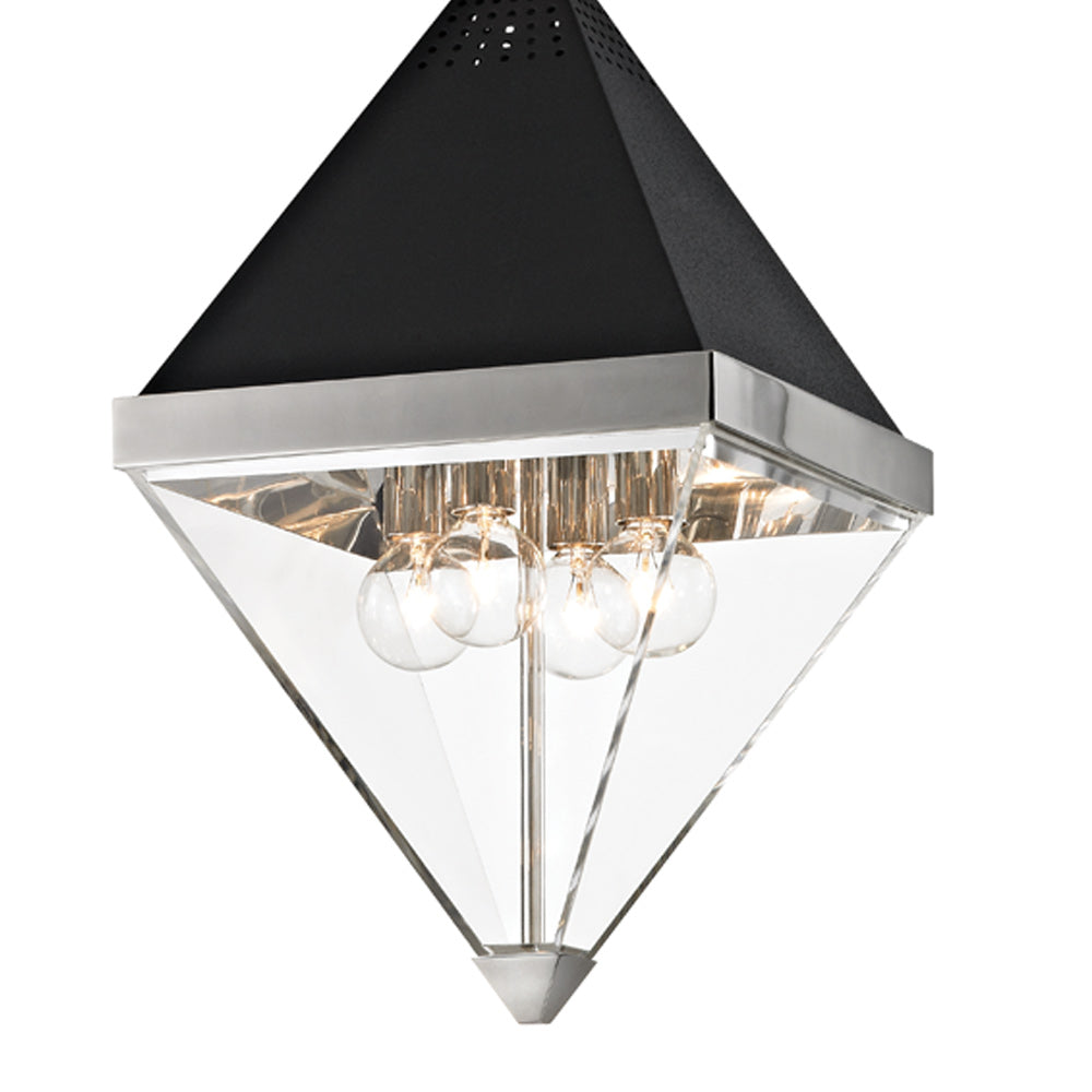 Hudson Valley Coltrane 4 Light Pendant Light in Polished Nickel with Clear Shade