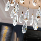 Schuller Lagrimas 20 Light Pendant in Rose Gold with Cut Glass Droplets