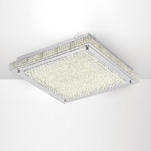 Diyas Amelia Flush Ceiling Light in Stainless Steel with Crystal
