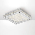 Diyas Amelia Small Flush Ceiling Light in Stainless Steel with Crystal