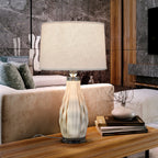 Schuller Tessa Table Lamp in 3D Printed White Ceramic and White Shade