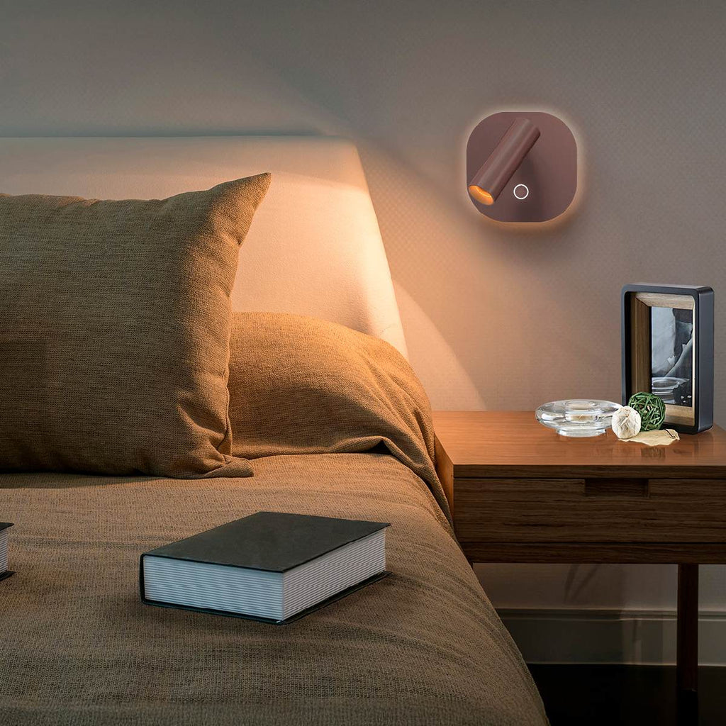Schuller Biblos Reading Wall Light in Rust Brown Dimmable via Touch Button