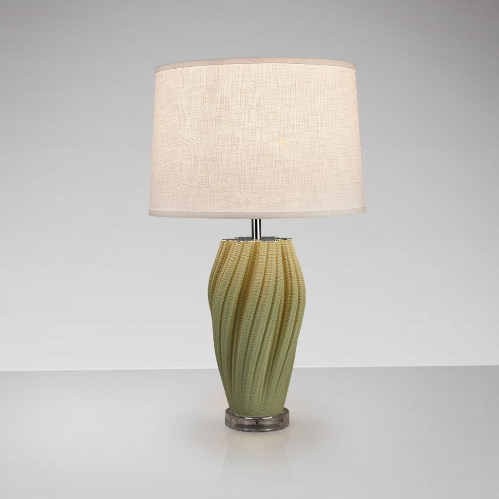 Schuller Salome Table Lamp in 3D Printed Green Ceramic with White Shade