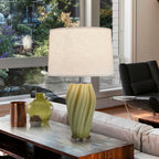 Schuller Salome Table Lamp in 3D Printed Green Ceramic with White Shade