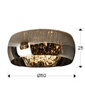 Schuller Argos 6 Light Flush Ceiling Light in Chrome with Remote