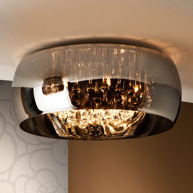 Schuller Argos 6 Light Flush Ceiling Light in Chrome with Remote