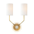 Hudson Valley Borland Wall Light in Aged Brass with Off White Silk Shade