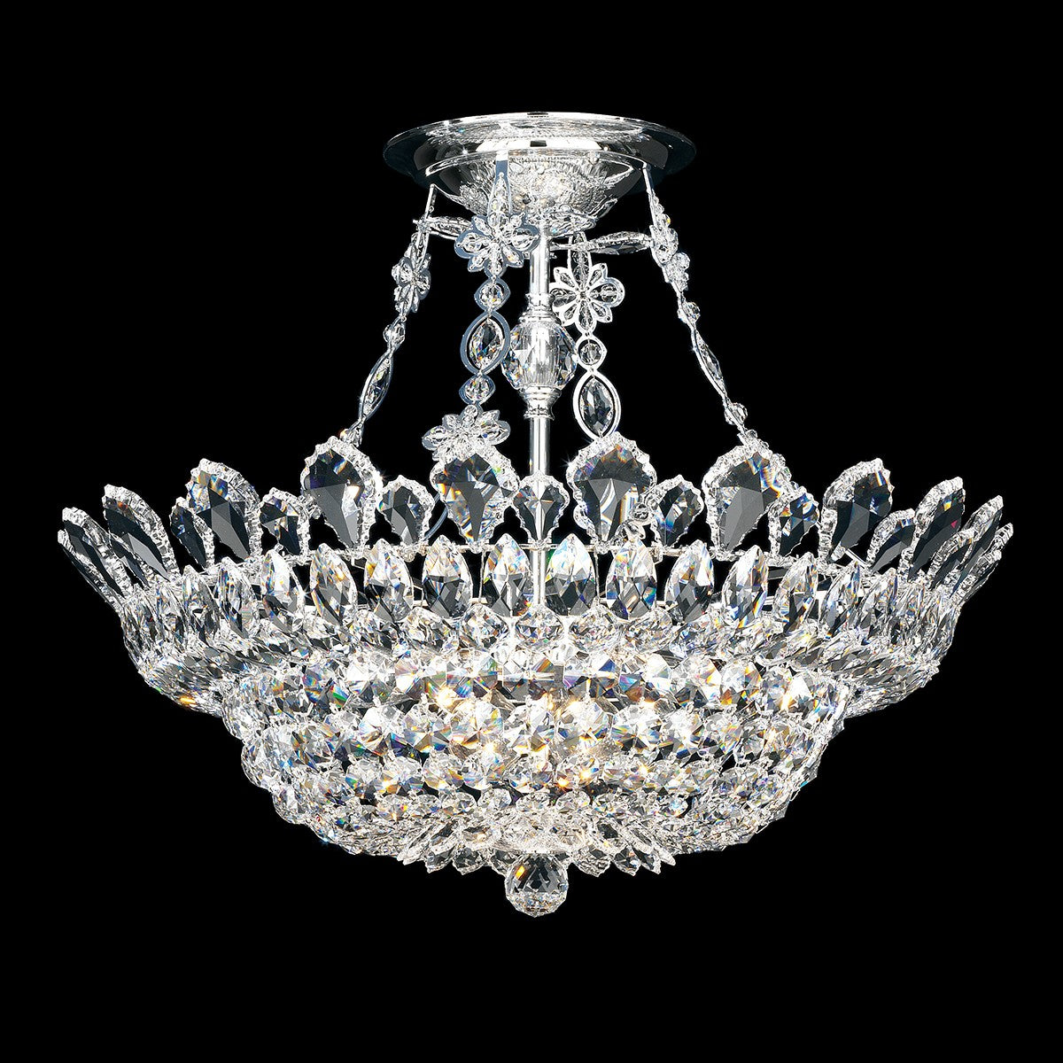 Schonbek Trilliane 10 Light Flush Mount in Polished Stainless Steel with Clear Radiance Crystal