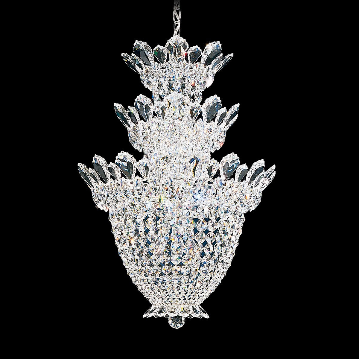 Schonbek Trilliane 15 Light Chandelier in Polished Stainless Steel with Clear Radiance Crystal