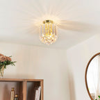 Endon Fargo 2 Light Flush Ceiling Light in Brass with Clear Acrylic