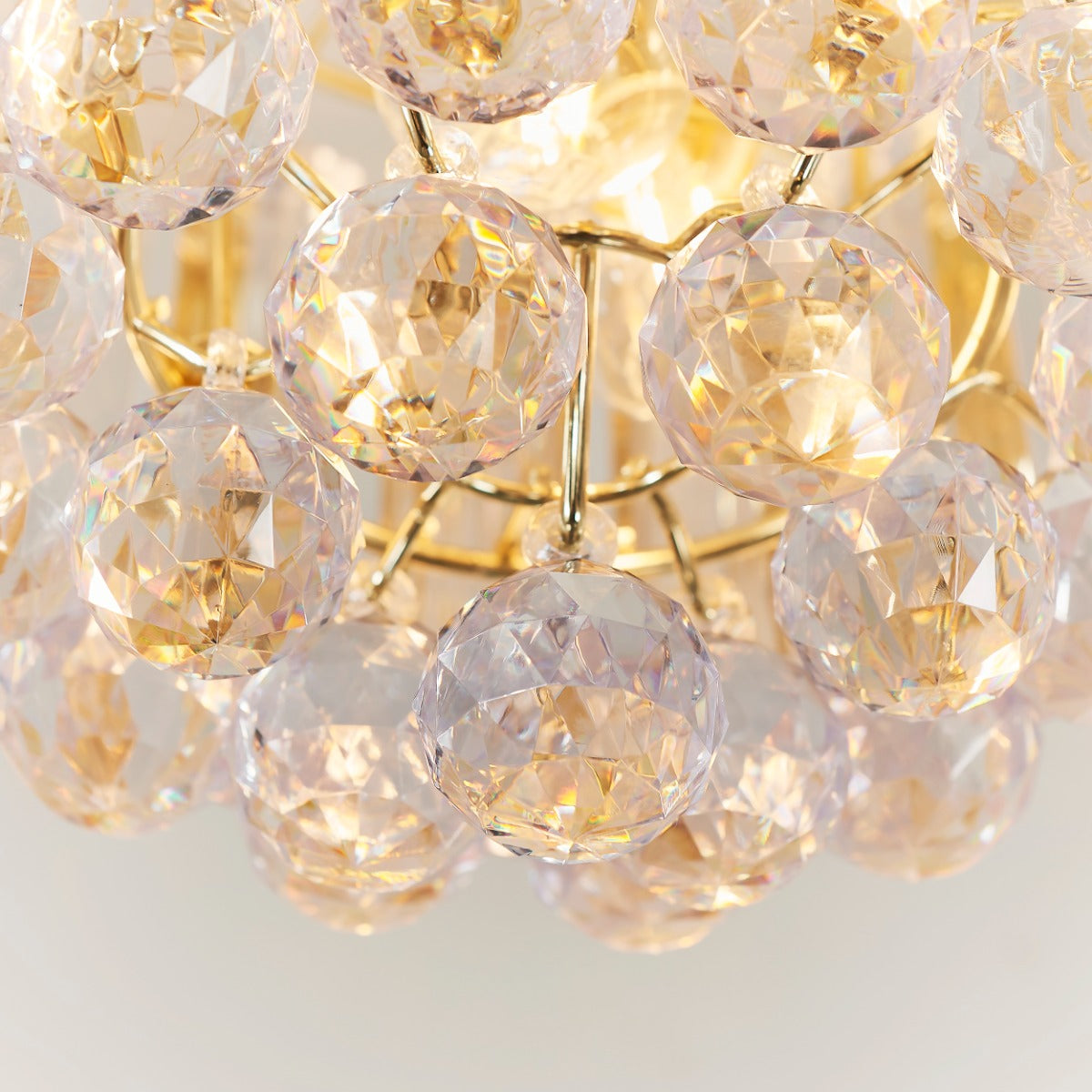 Endon Fargo 2 Light Flush Ceiling Light in Brass with Clear Acrylic