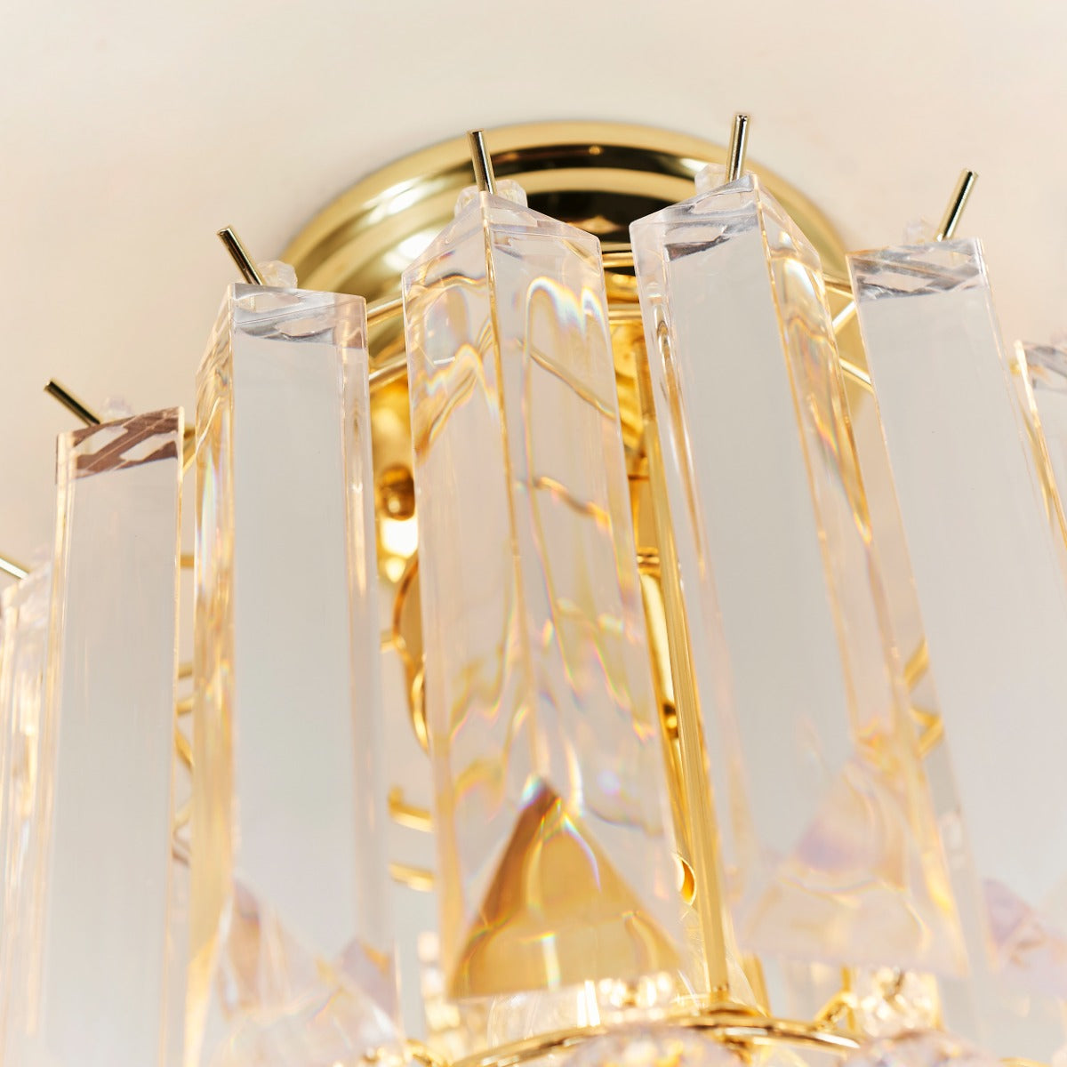Endon Fargo 2 Light Flush Ceiling Light in Brass with Clear Acrylic