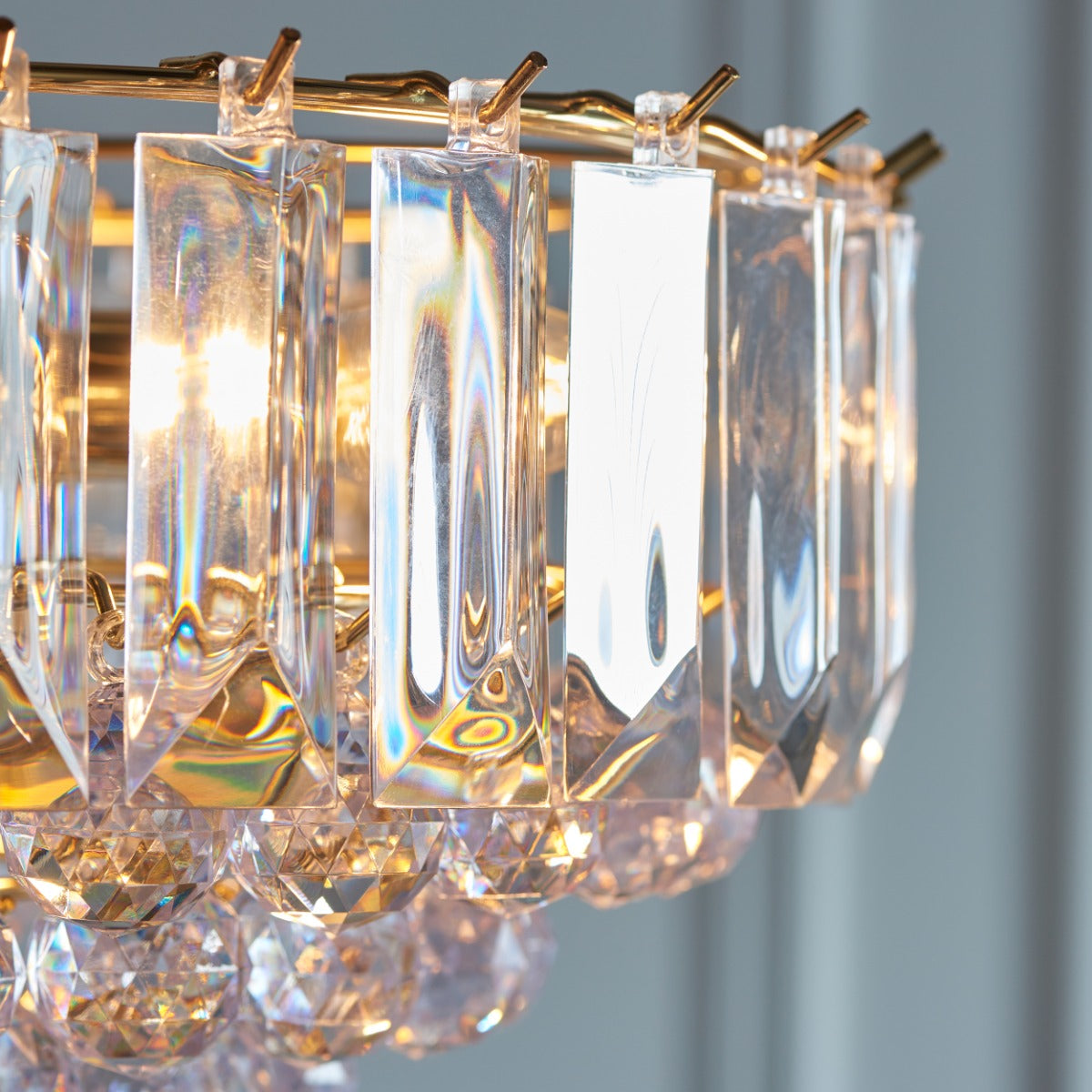 Endon Fargo 3 Light Pendant Light in Brass with Clear Acrylic