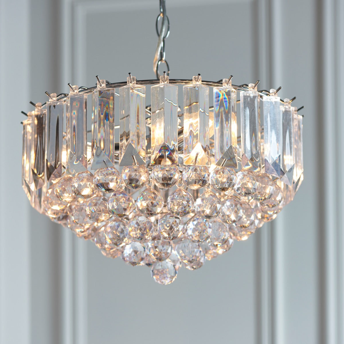 Endon Fargo 3 Light Pendant Light in Chrome with Clear Acrylic