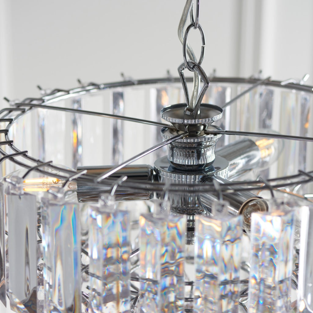 Endon Fargo 3 Light Pendant Light in Chrome with Clear Acrylic