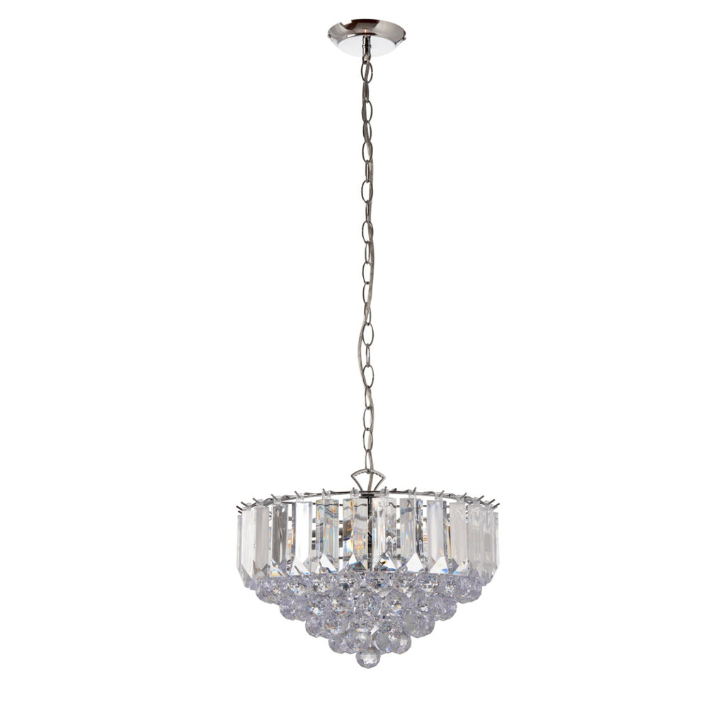 Endon Fargo 3 Light Pendant Light in Chrome with Clear Acrylic