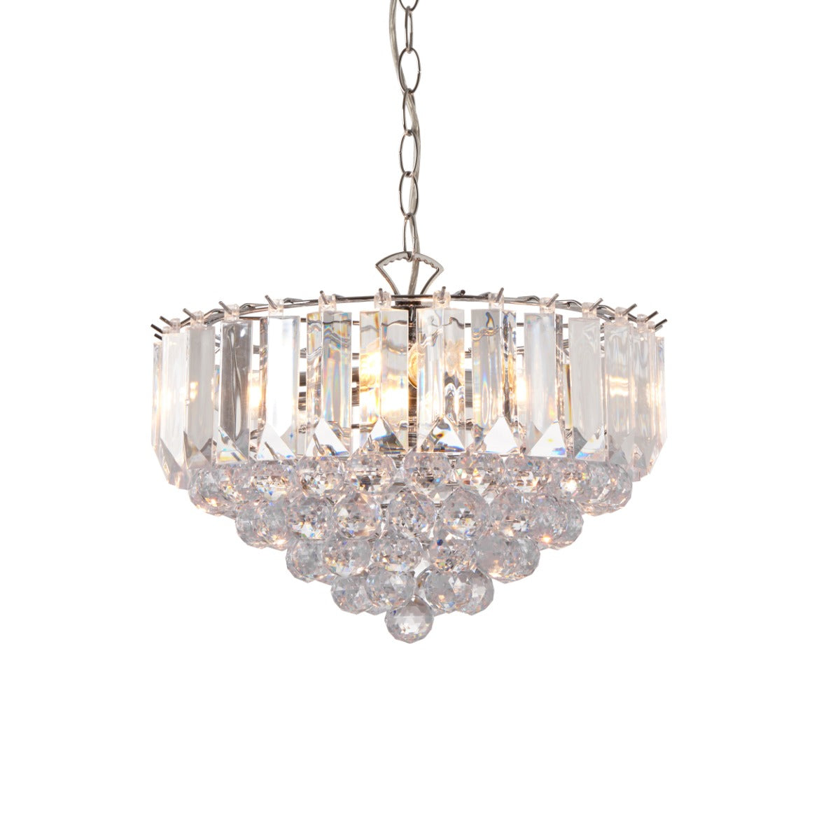 Endon Fargo 3 Light Pendant Light in Chrome with Clear Acrylic