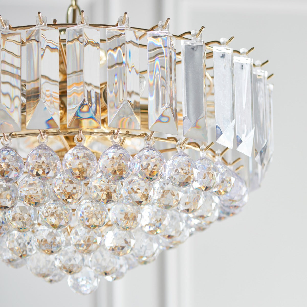 Endon Fargo 6 Light Pendant Light in Brass with Clear Acrylic