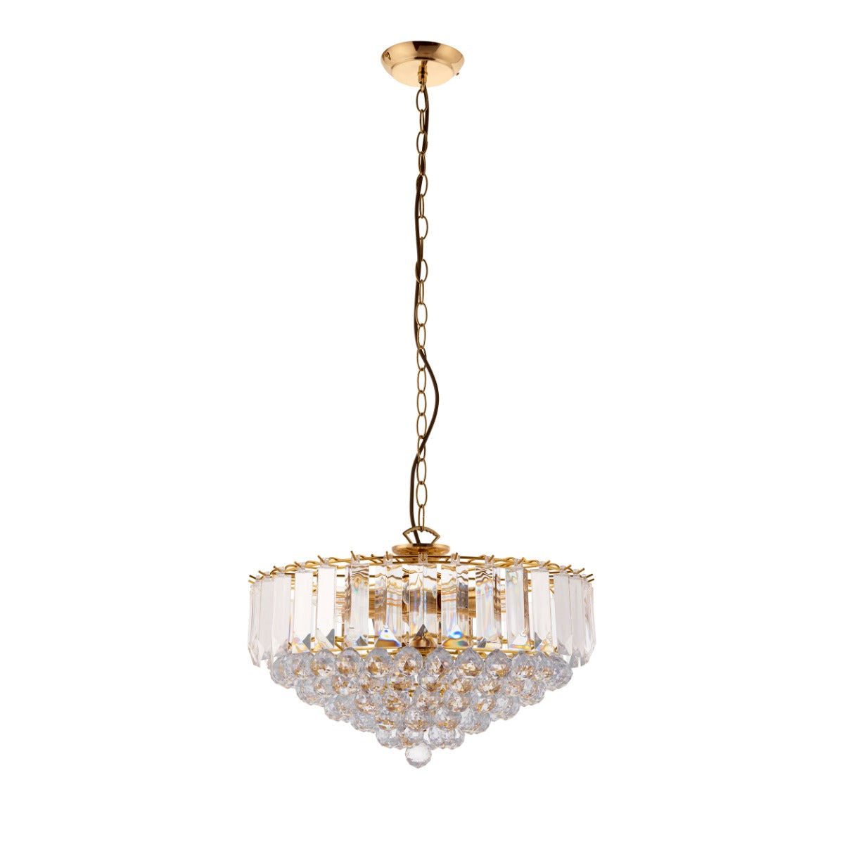 Endon Fargo 6 Light Pendant Light in Brass with Clear Acrylic