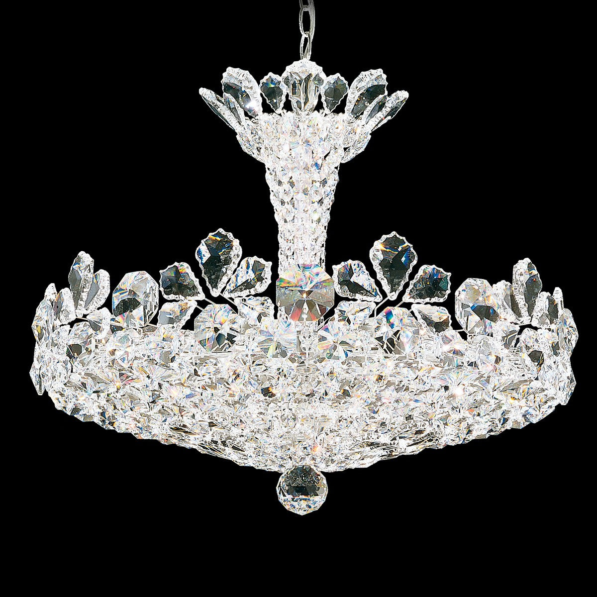 Schonbek Trilliane 15 Light Chandelier in Polished Stainless Steel Clear Radiance Crystal