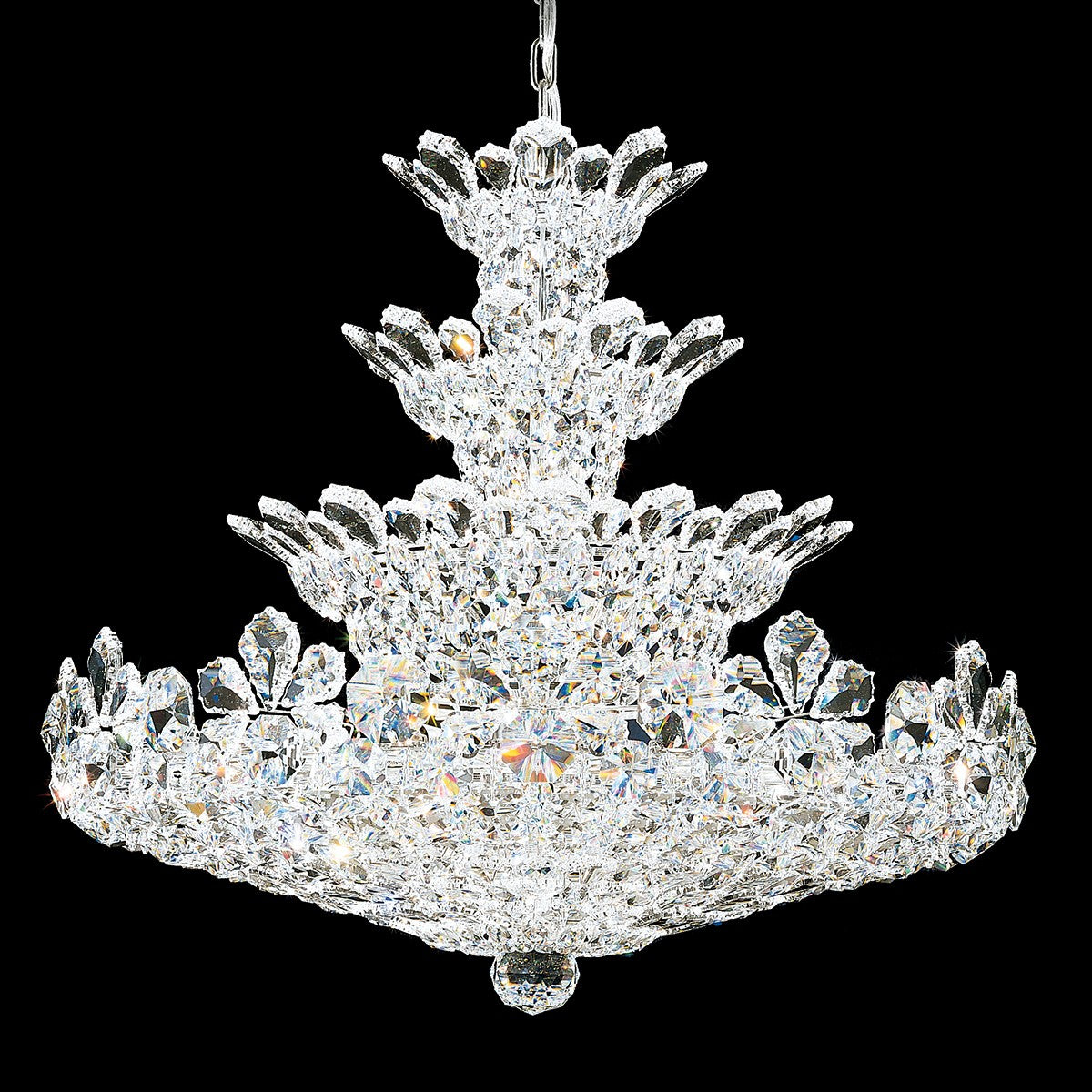 Schonbek Trilliane 30 Light Chandelier in Polished Stainless Steel with Clear Radiance Crystal