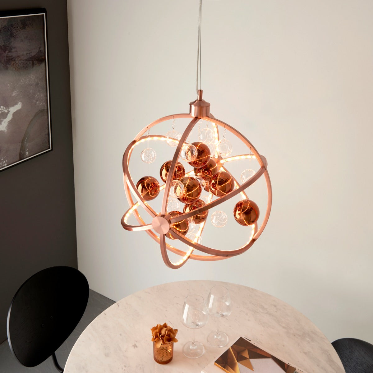 Endon Muni 1 Light Pendant Light in Copper with Clear and Copper Glass
