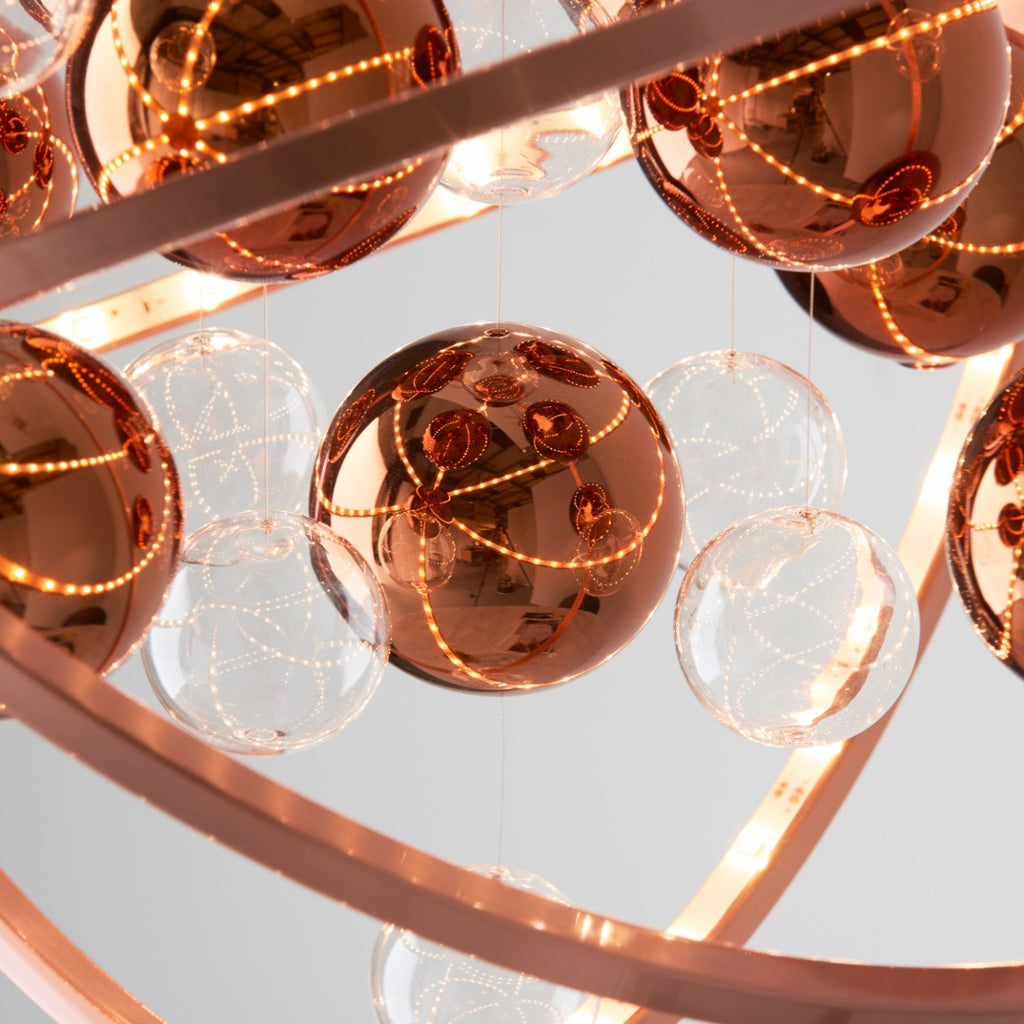 Endon Muni 1 Light Pendant Light in Copper with Clear and Copper Glass