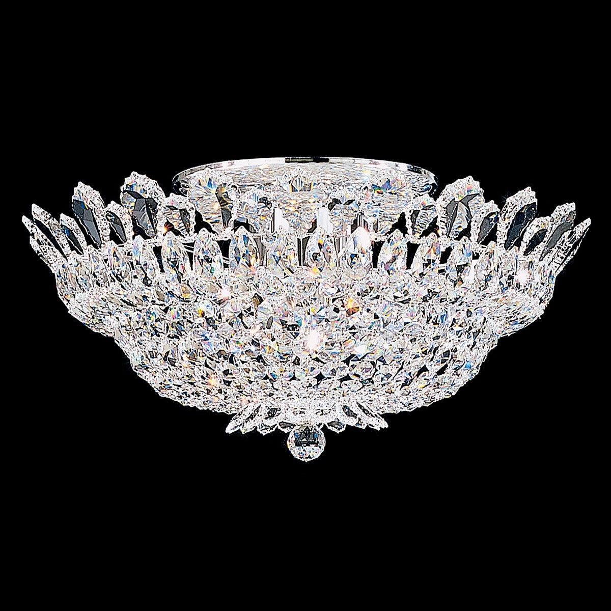 Schonbek Trilliane 10 Light Semi-Flush Mount in Polished Stainless Steel with Clear Radiance Crystal