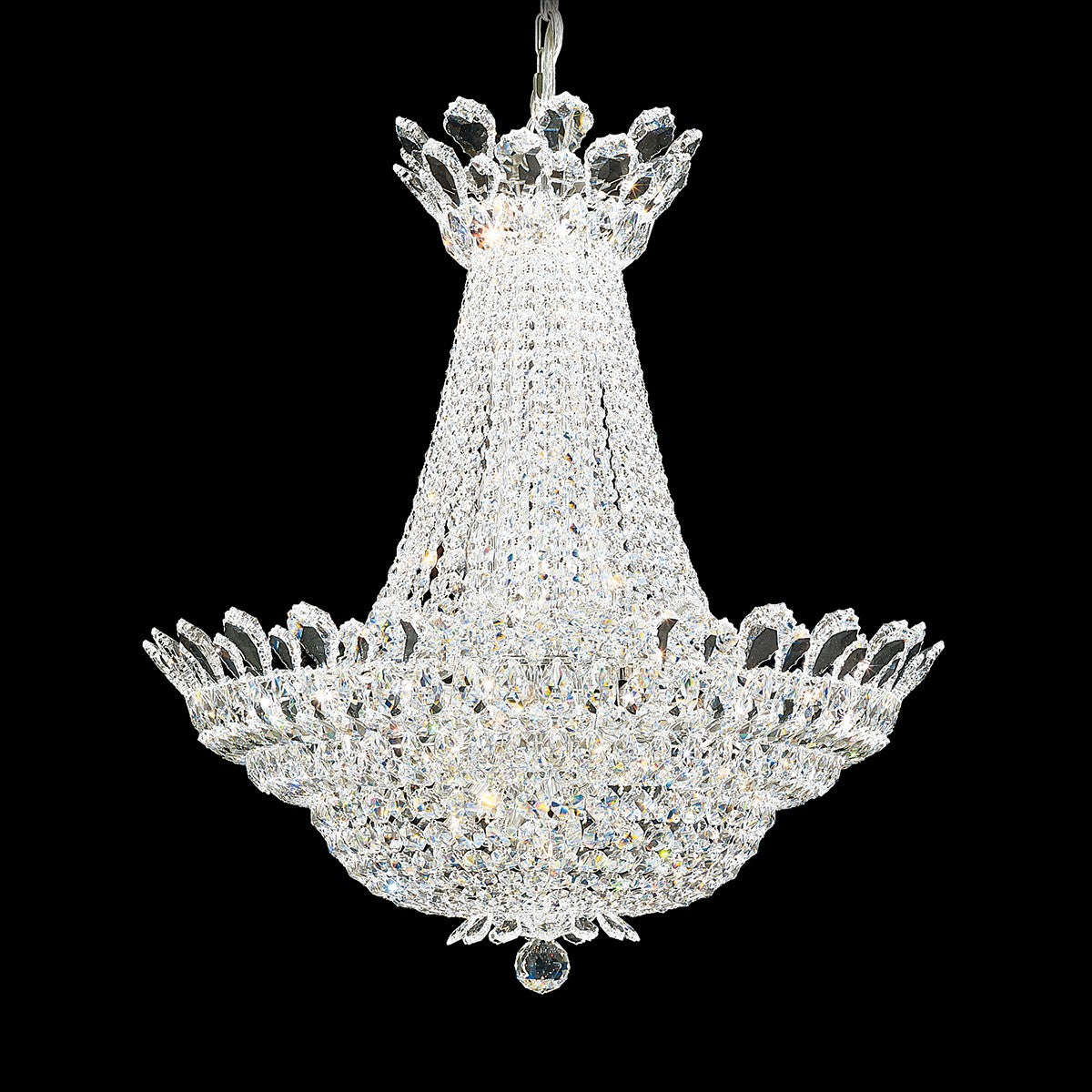 Schonbek Trilliane 39 Light Chandelier in Polished Stainless Steel with Clear Radiance Crystal